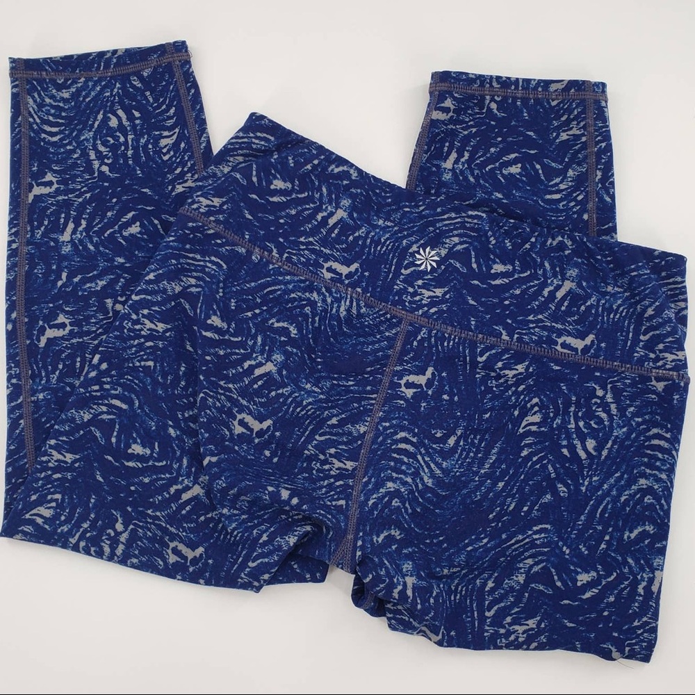 Athleta Chaturanga Capri Leggings Blue Zebra Print